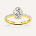 1.25CT Oval Cut Lab Grown Diamond Halo Side Stone Ring