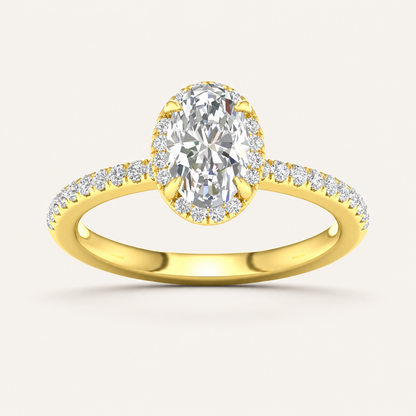 1.25CT Oval Cut Lab Grown Diamond Halo Side Stone Ring