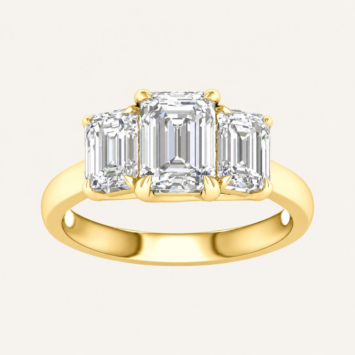 3.00CT Emerald Cut Lab Grown Diamond Three Stone Ring
