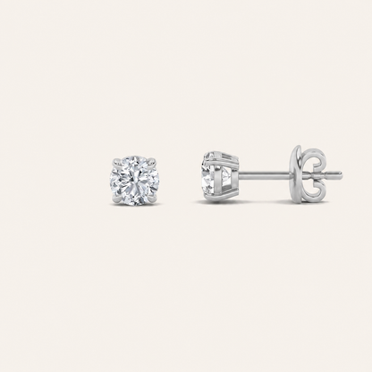 4CT Round Cut Lab Grown Diamond Classic Basket Set Stud Earrings