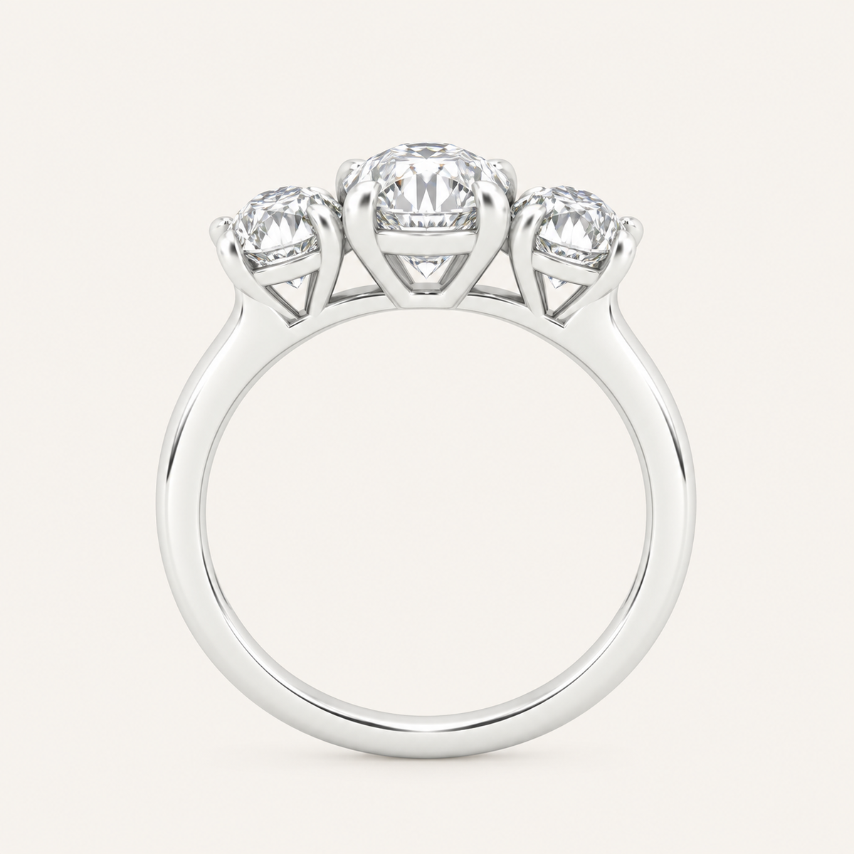3.00CT Oval Cut Lab Grown Diamond Three Stone Ring