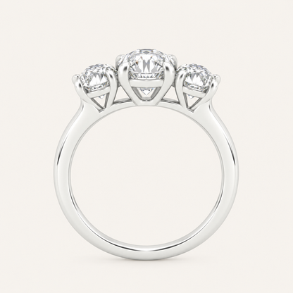 3.00CT Oval Cut Lab Grown Diamond Three Stone Ring