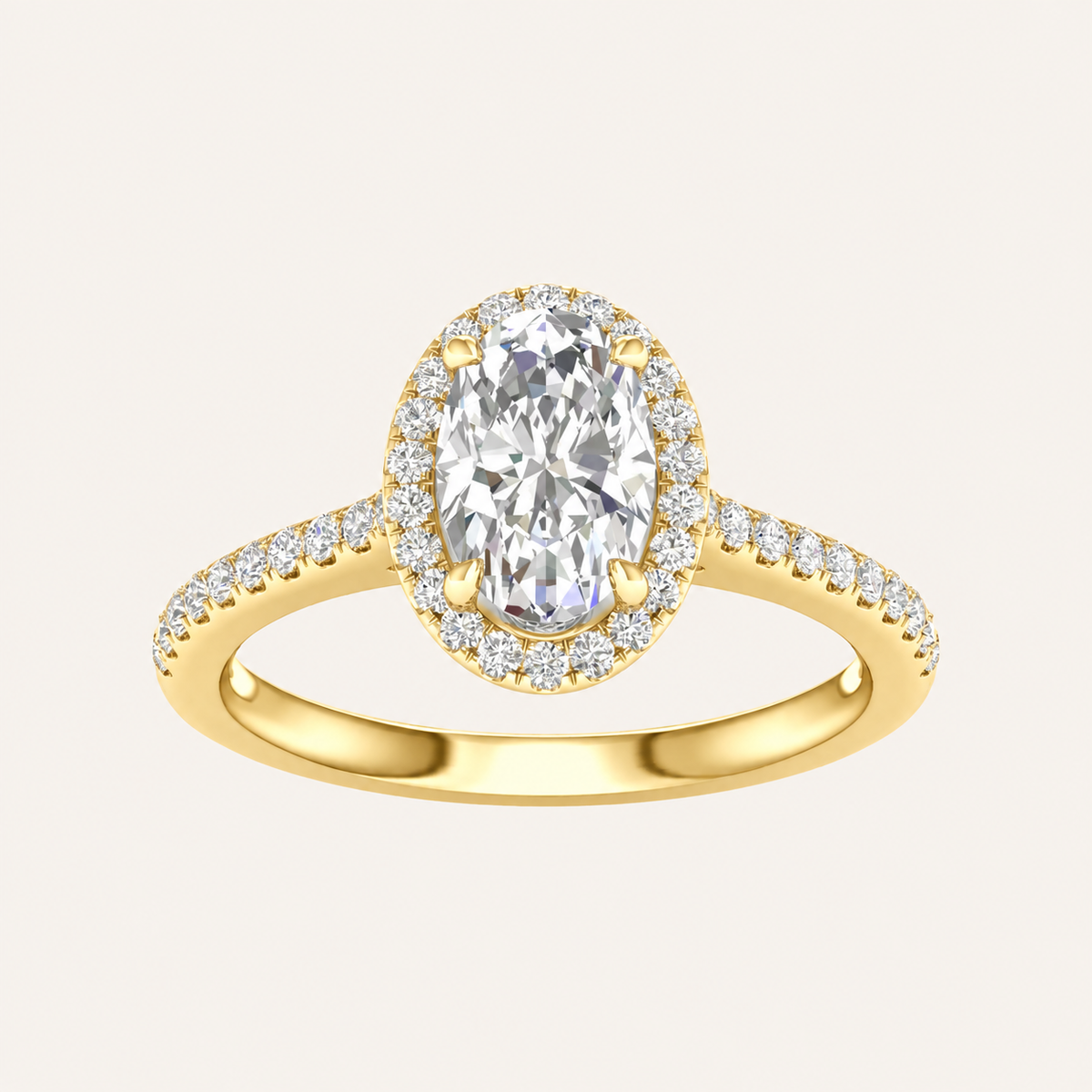 1.75CT Oval Cut Lab Grown Diamond Halo Side Stone Ring