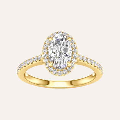 1.75CT Oval Cut Lab Grown Diamond Halo Side Stone Ring