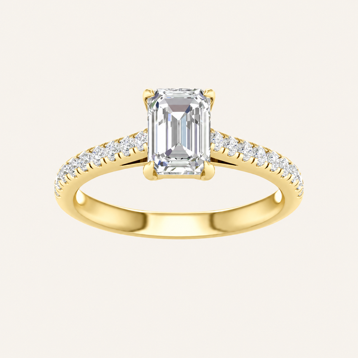1.75CT Emerald Cut Lab Grown Diamond Side Stone Ring