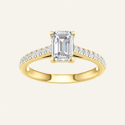 1.75CT Emerald Cut Lab Grown Diamond Side Stone Ring
