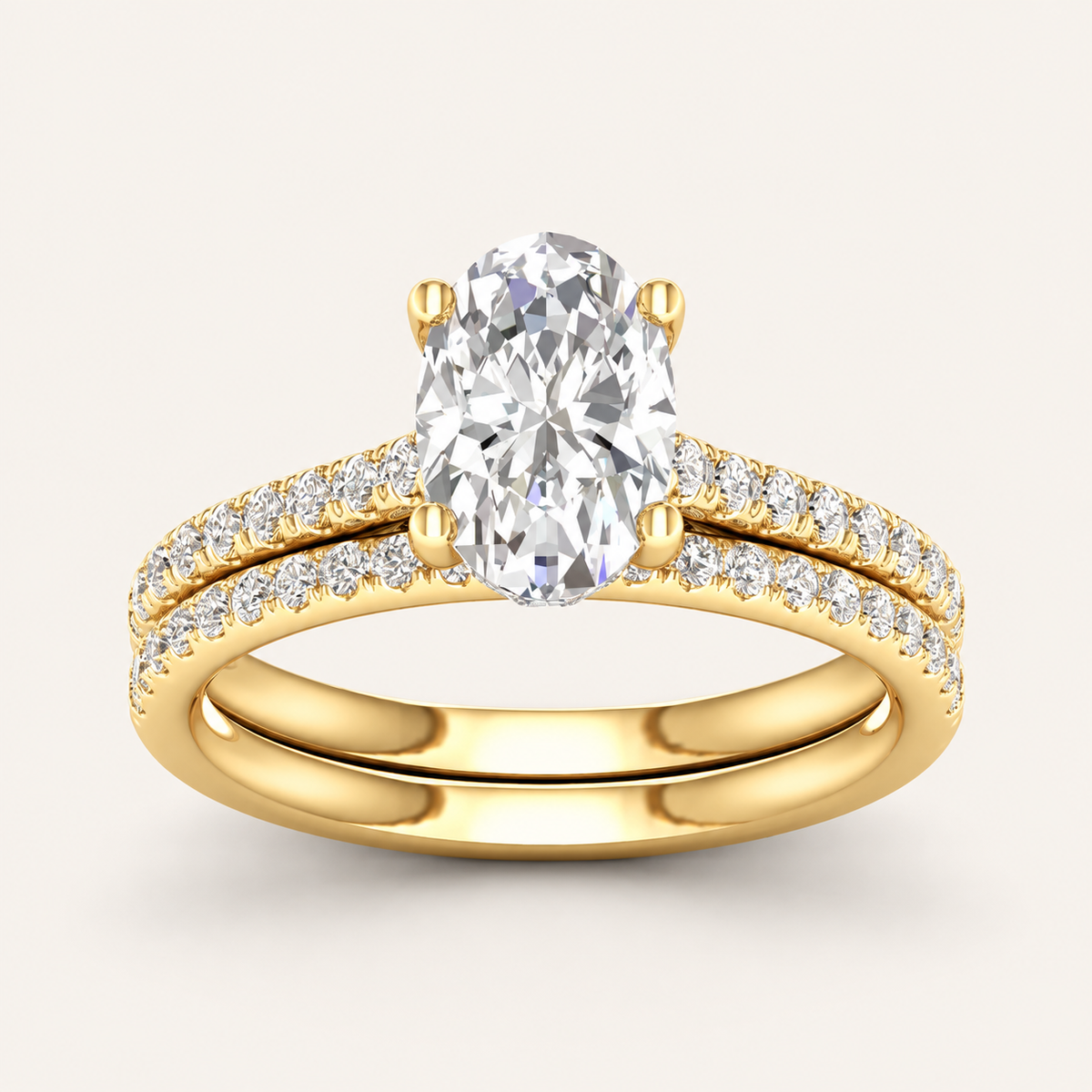 2.50CT Oval Cut Lab Grown Diamond Bridal Set