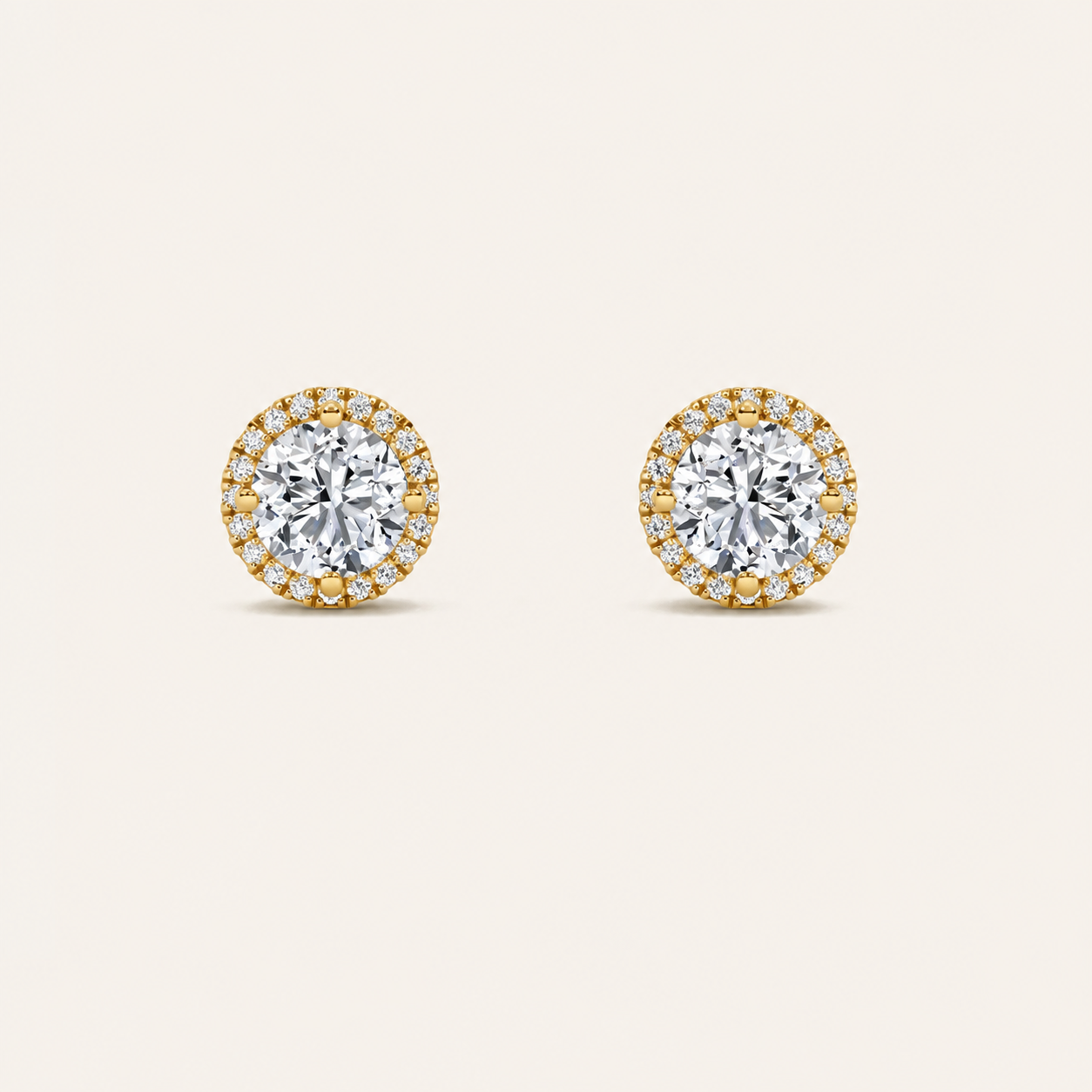 2CT Round Cut Lab Grown Diamond Halo Stud Earrings