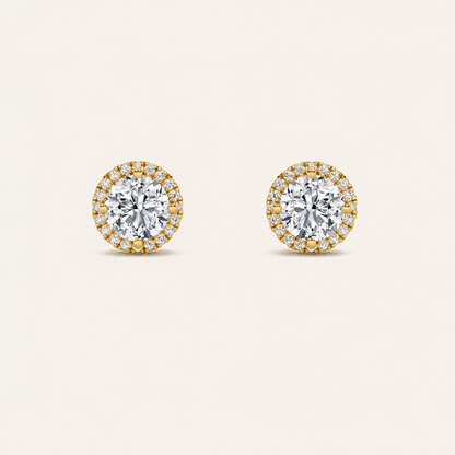 2CT Round Cut Lab Grown Diamond Halo Stud Earrings