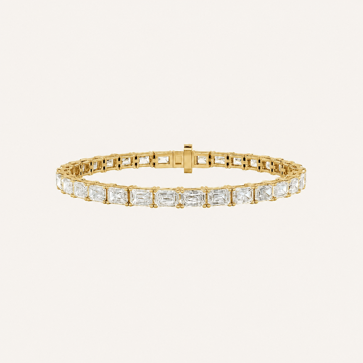 13CT Emerald Cut Lab Grown Diamond Tennis Bracelet