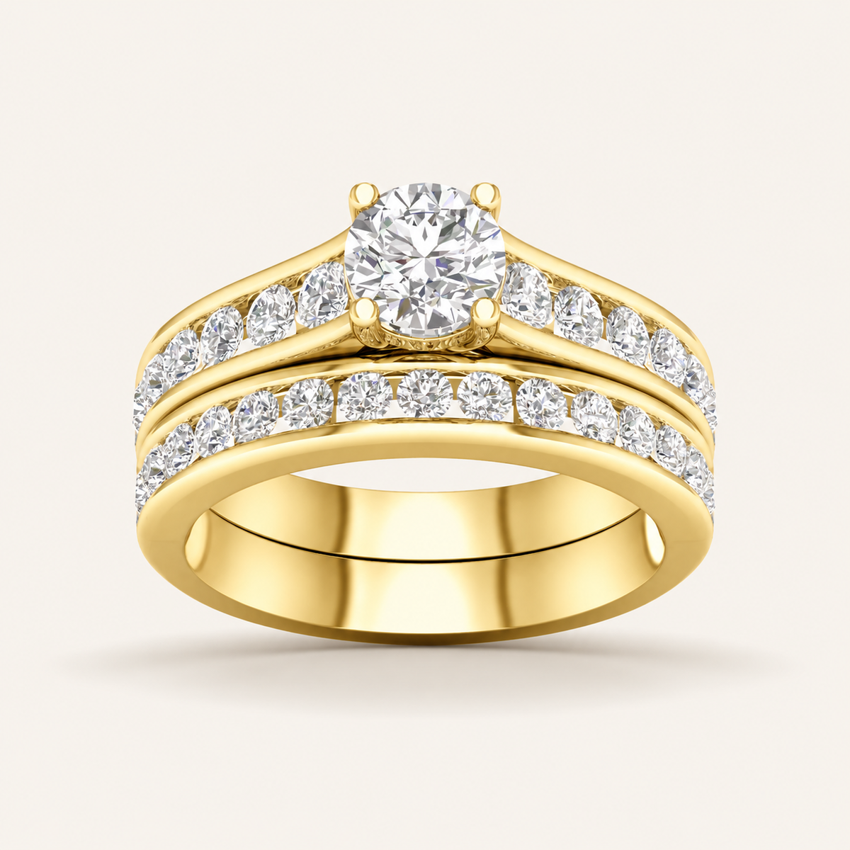 2.00CT Round Cut Lab Grown Diamond Bridal Ring Set