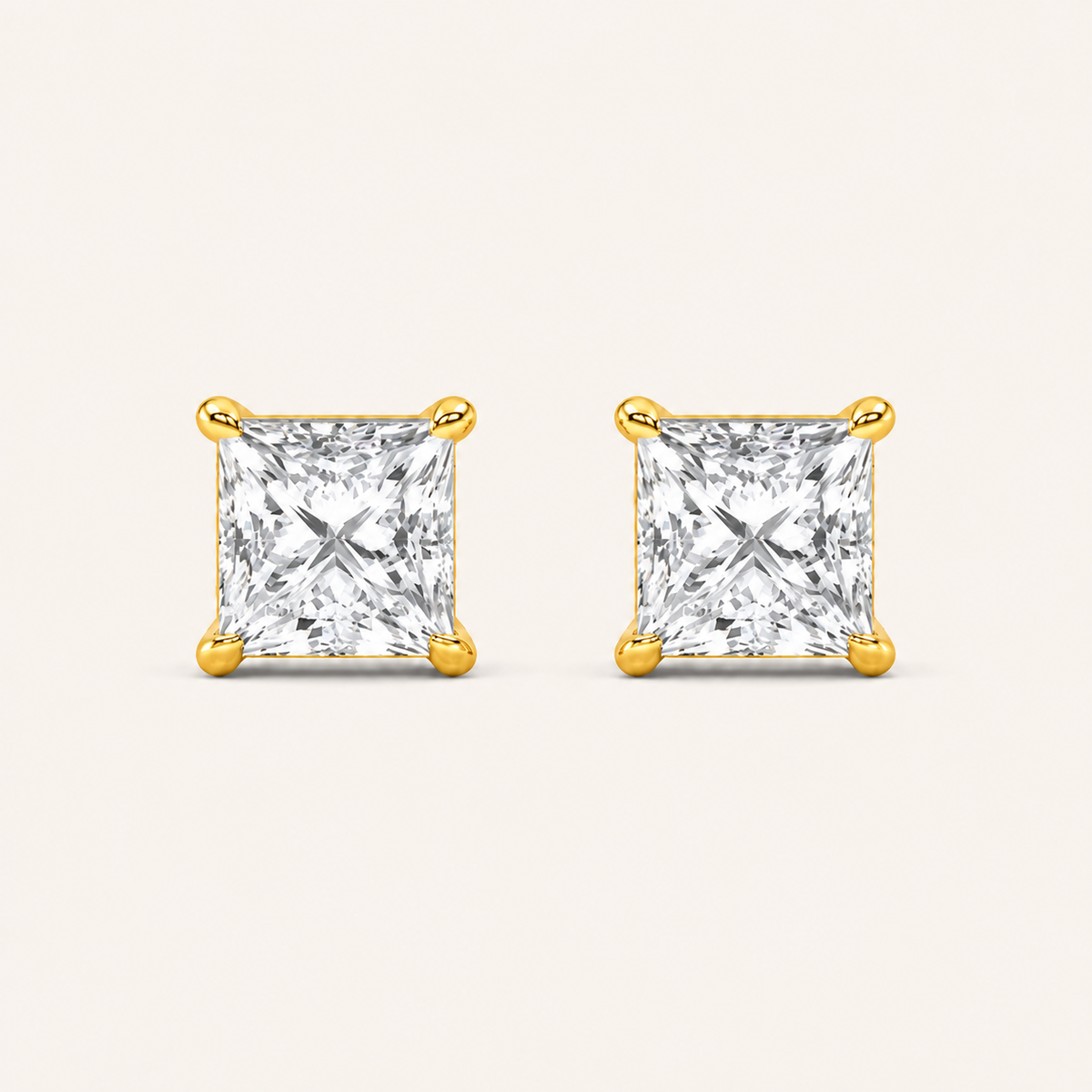 6CT Princess Cut Lab Grown Diamond Classic Basket Set Stud Earrings