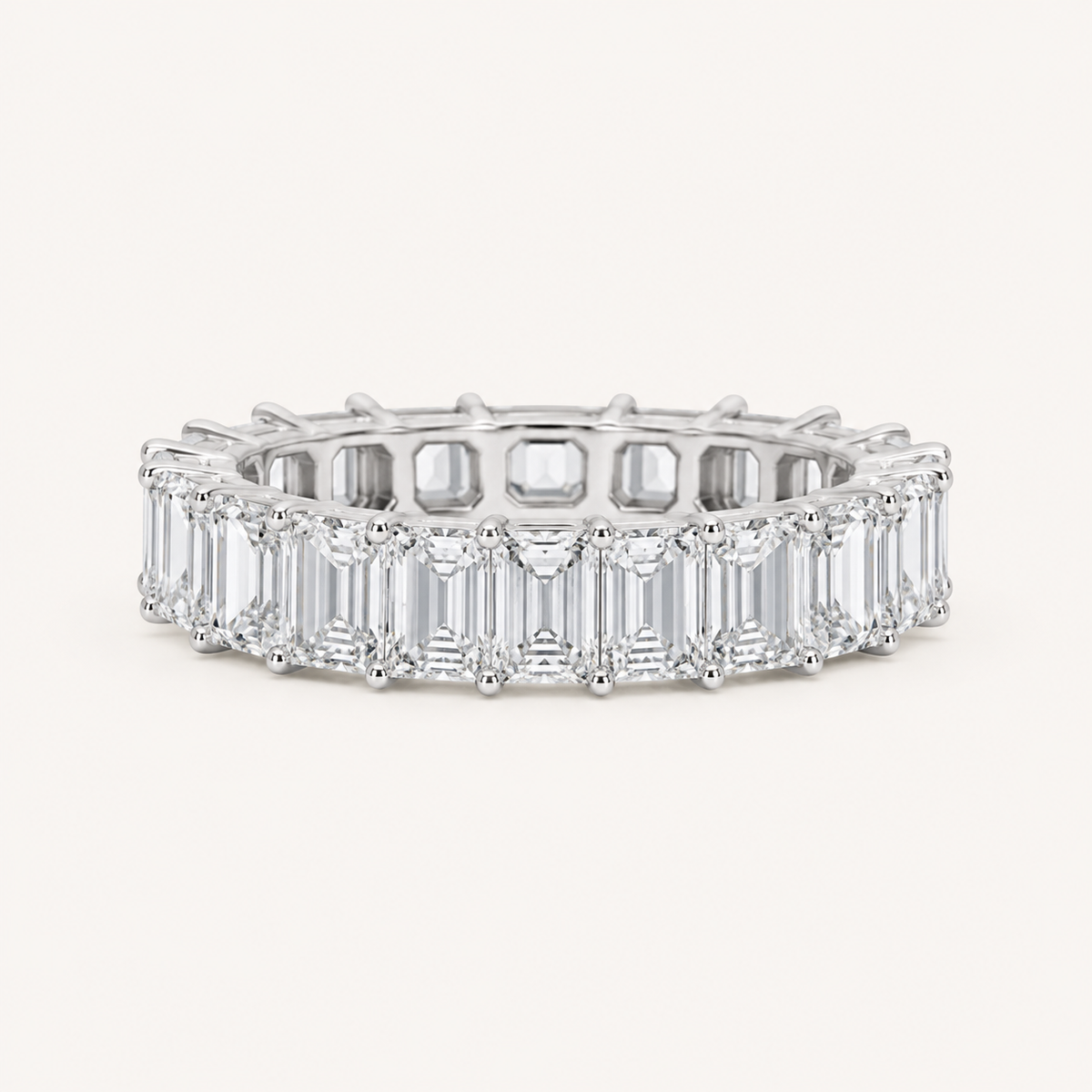 3.60 Ct Emerald Cut Lab Grown Diamond Split Prong Eternity Ring