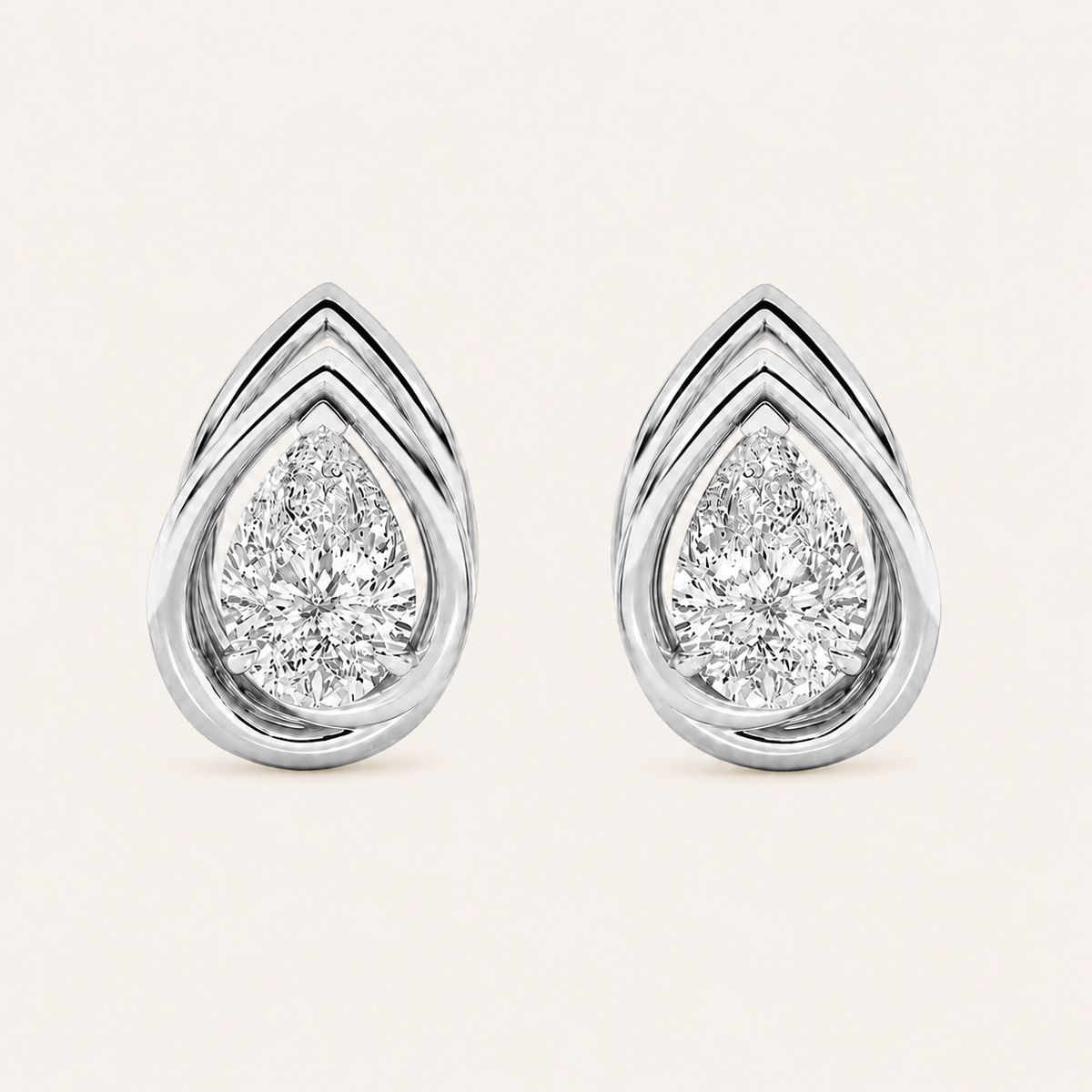 2CT Princess Cut Lab Grown Diamond Halo Stud Earrings
