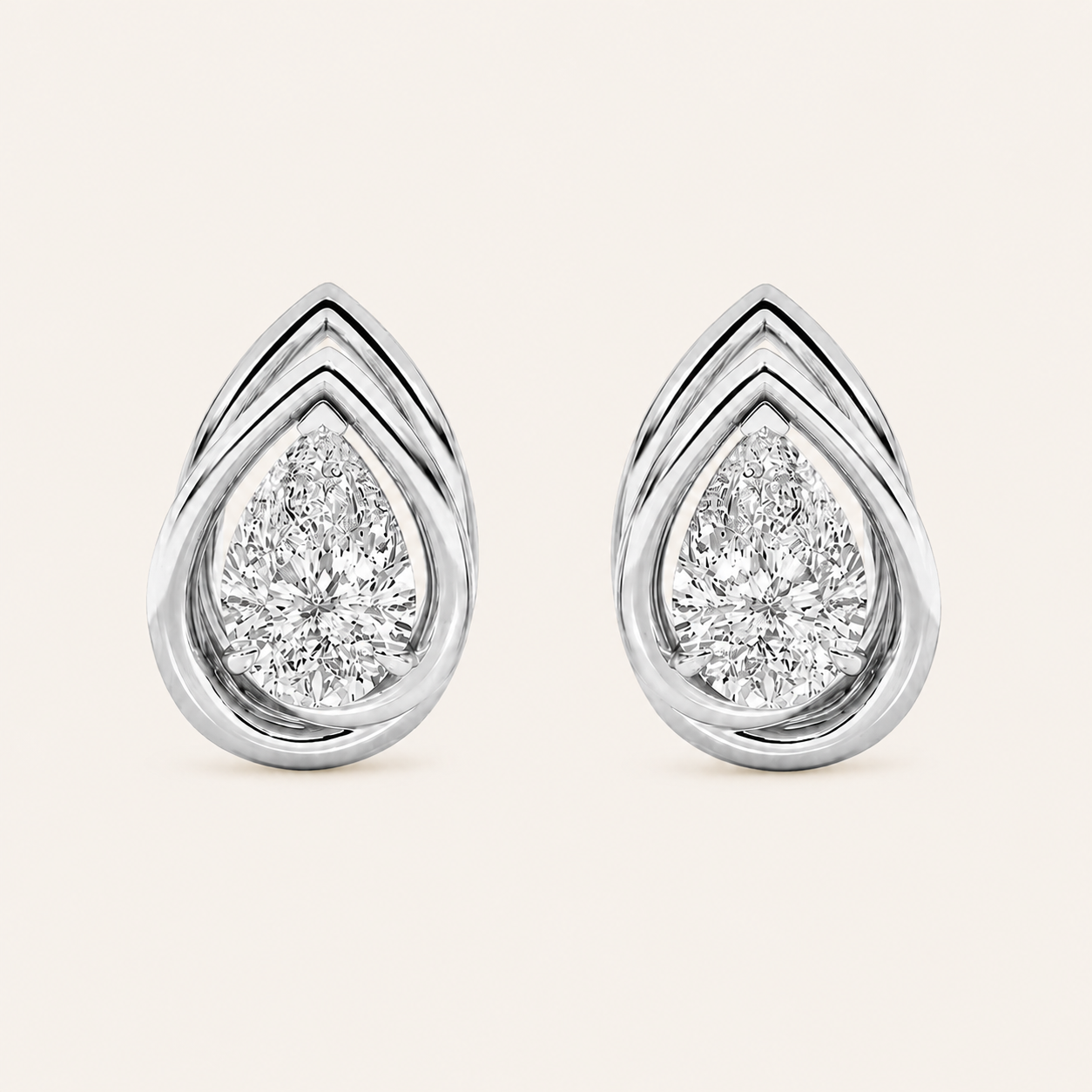 2CT Princess Cut Lab Grown Diamond Halo Stud Earrings
