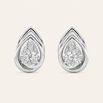 2CT Princess Cut Lab Grown Diamond Halo Stud Earrings