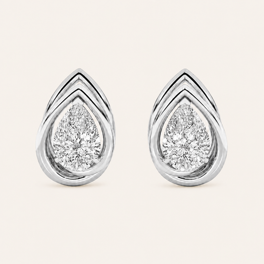 2CT Princess Cut Lab Grown Diamond Halo Stud Earrings