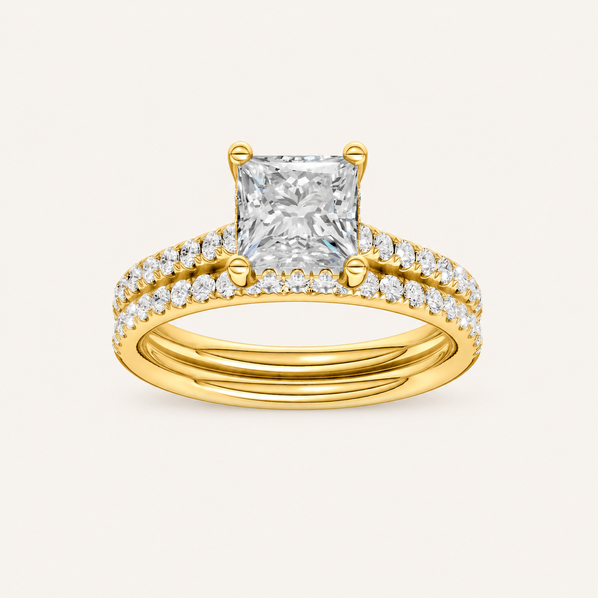 2.50CT Princess Cut Lab Grown Diamond Bridal Set