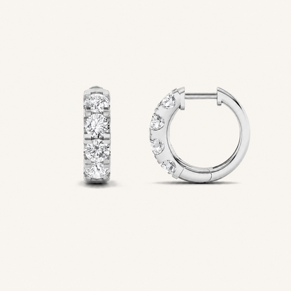 3CT Round Cut Lab Grown Diamond Hoop Earrings