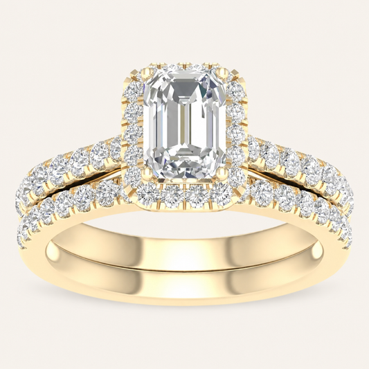 2.25CT Emerald Cut Lab Grown Diamond Bridal Ring