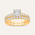 2.00CT Princess Cut Lab Grown Diamond Bridal Ring Set