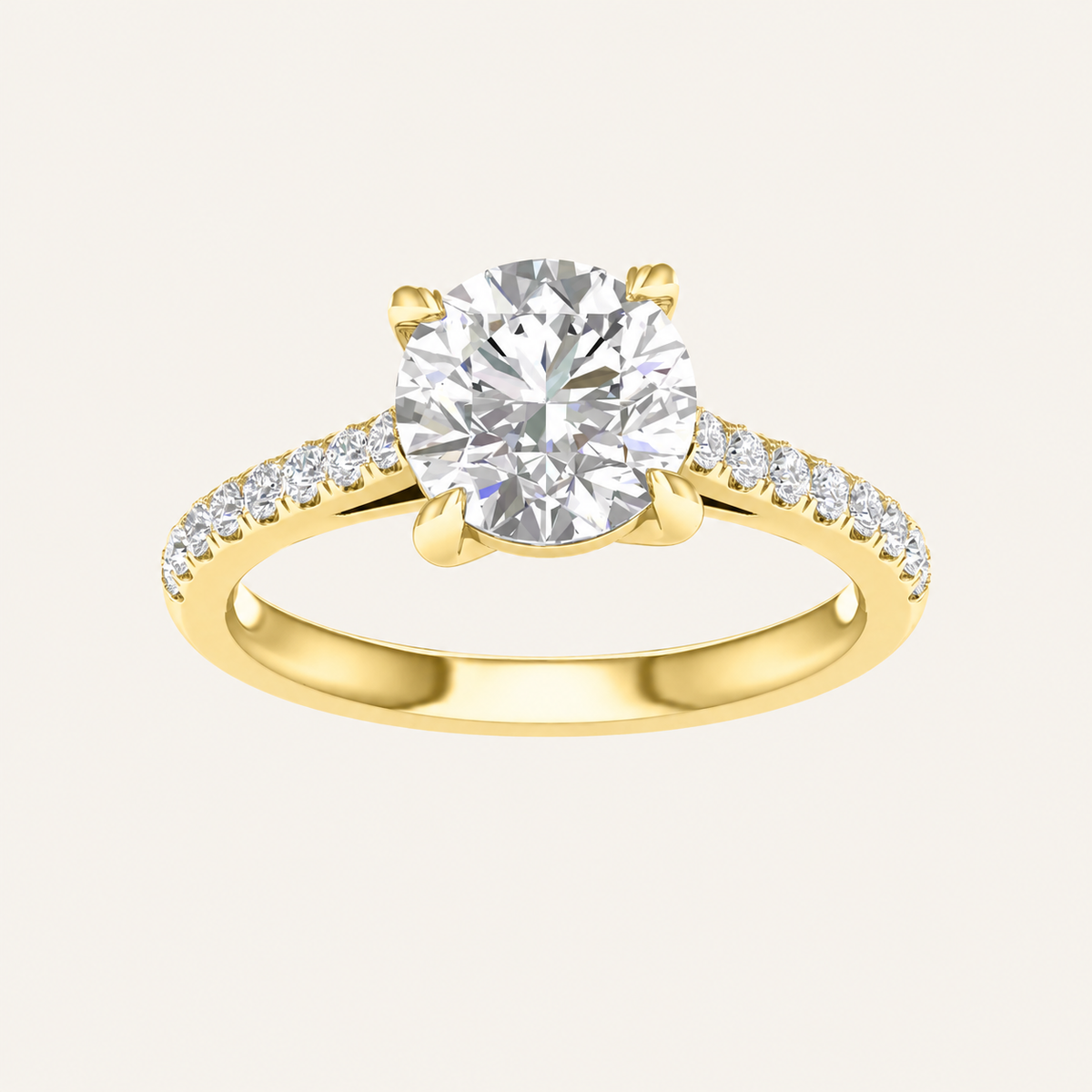 2.25CT Round Cut Lab Grown Diamond Side Stone Ring