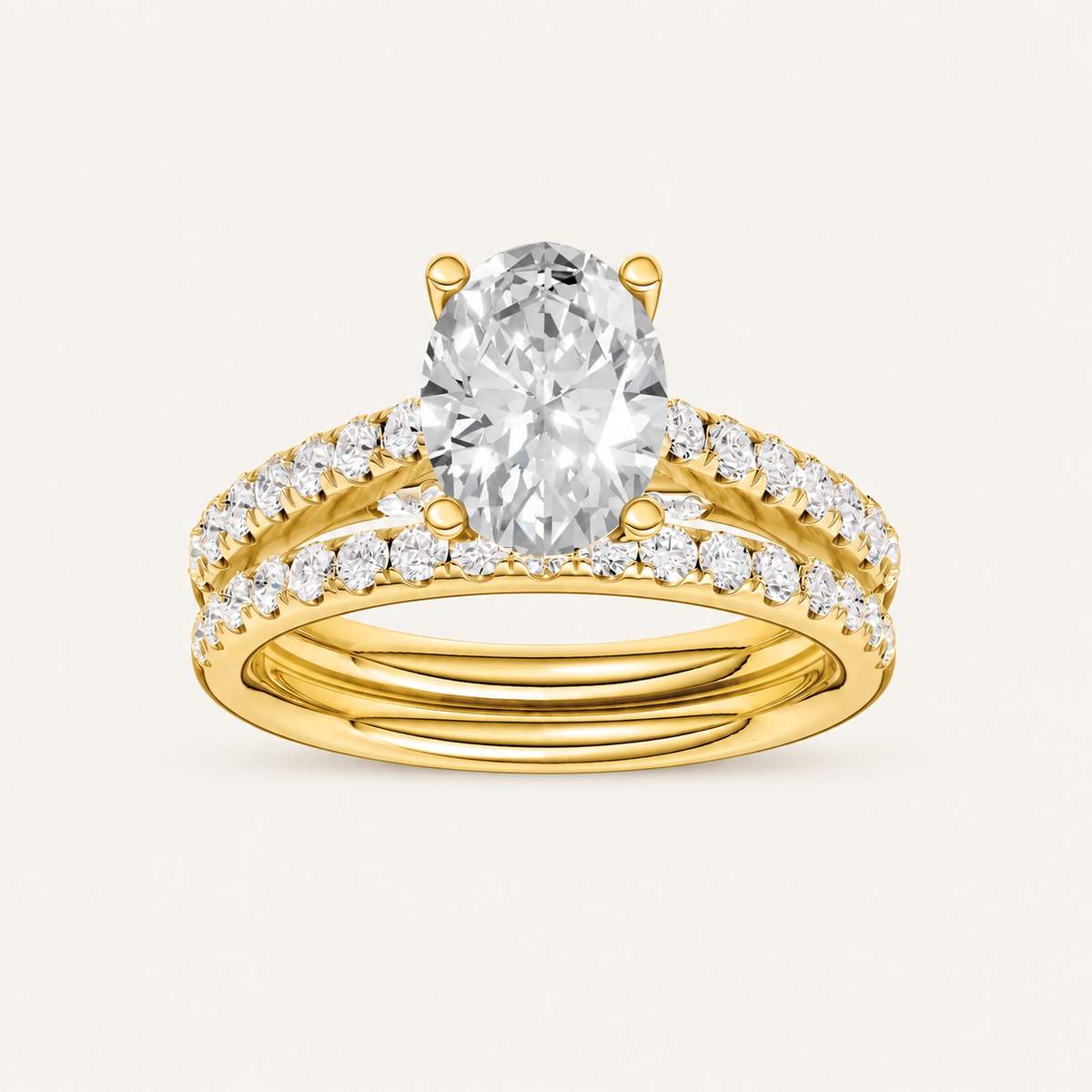 2.33CT Oval Cut Lab Grown Diamond Bridal Set