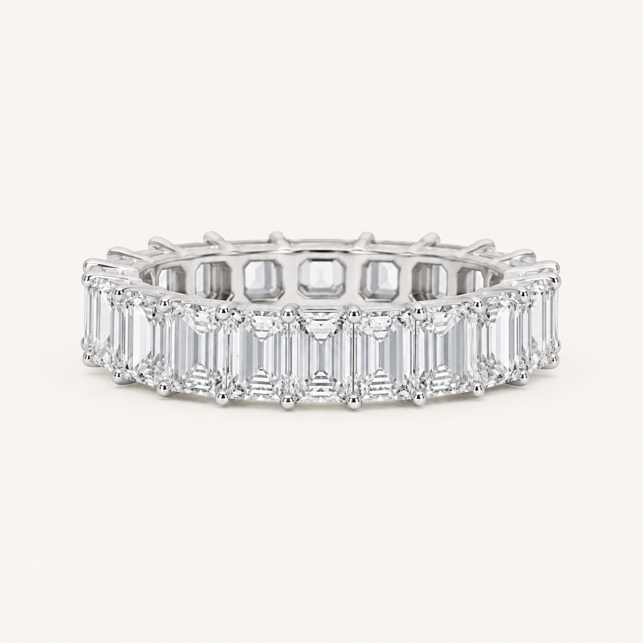 5.00 CT Emerald Cut Lab Grown Diamond Split Prong Eternity Ring