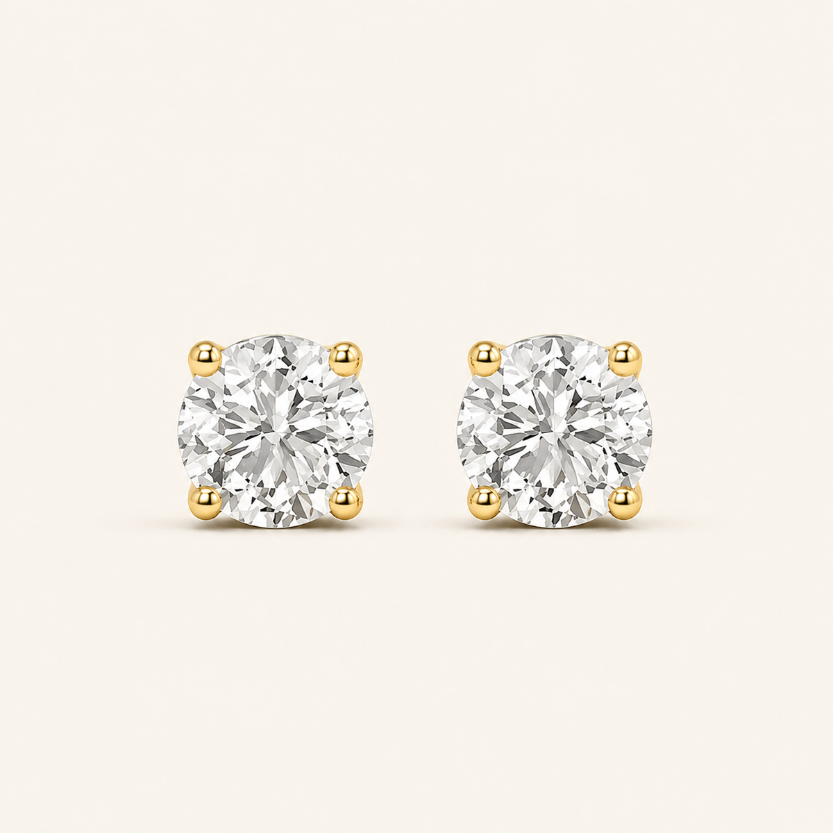 2CT Round Cut Lab Grown Diamond Classic Basket Set Stud Earrings