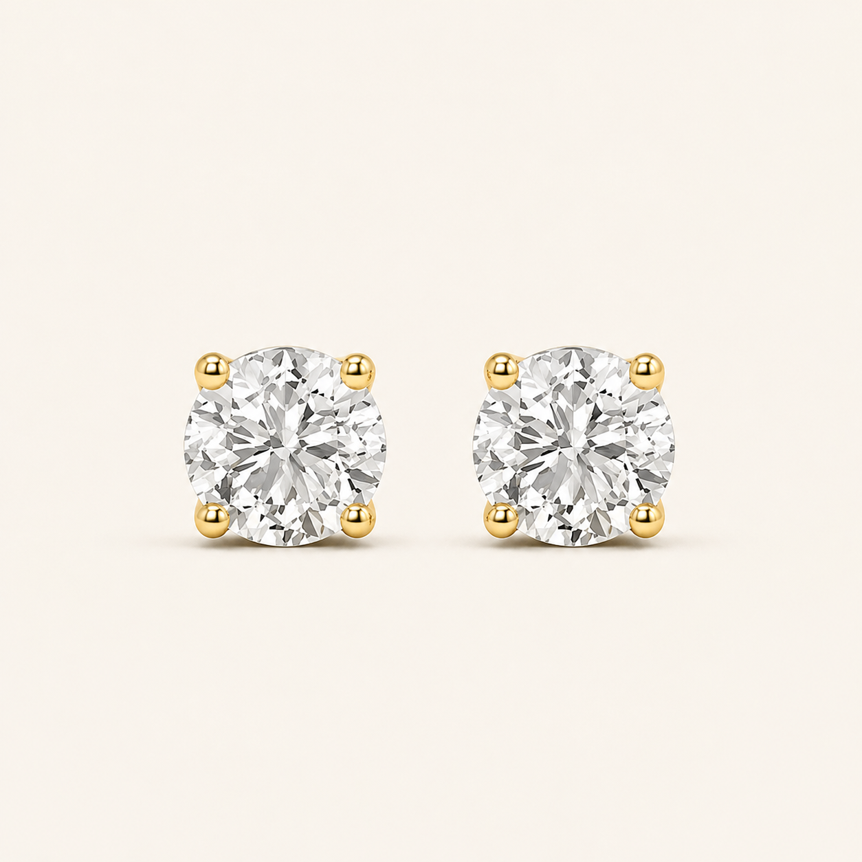 2CT Round Cut Lab Grown Diamond Classic Basket Set Stud Earrings