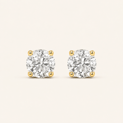2CT Round Cut Lab Grown Diamond Classic Basket Set Stud Earrings