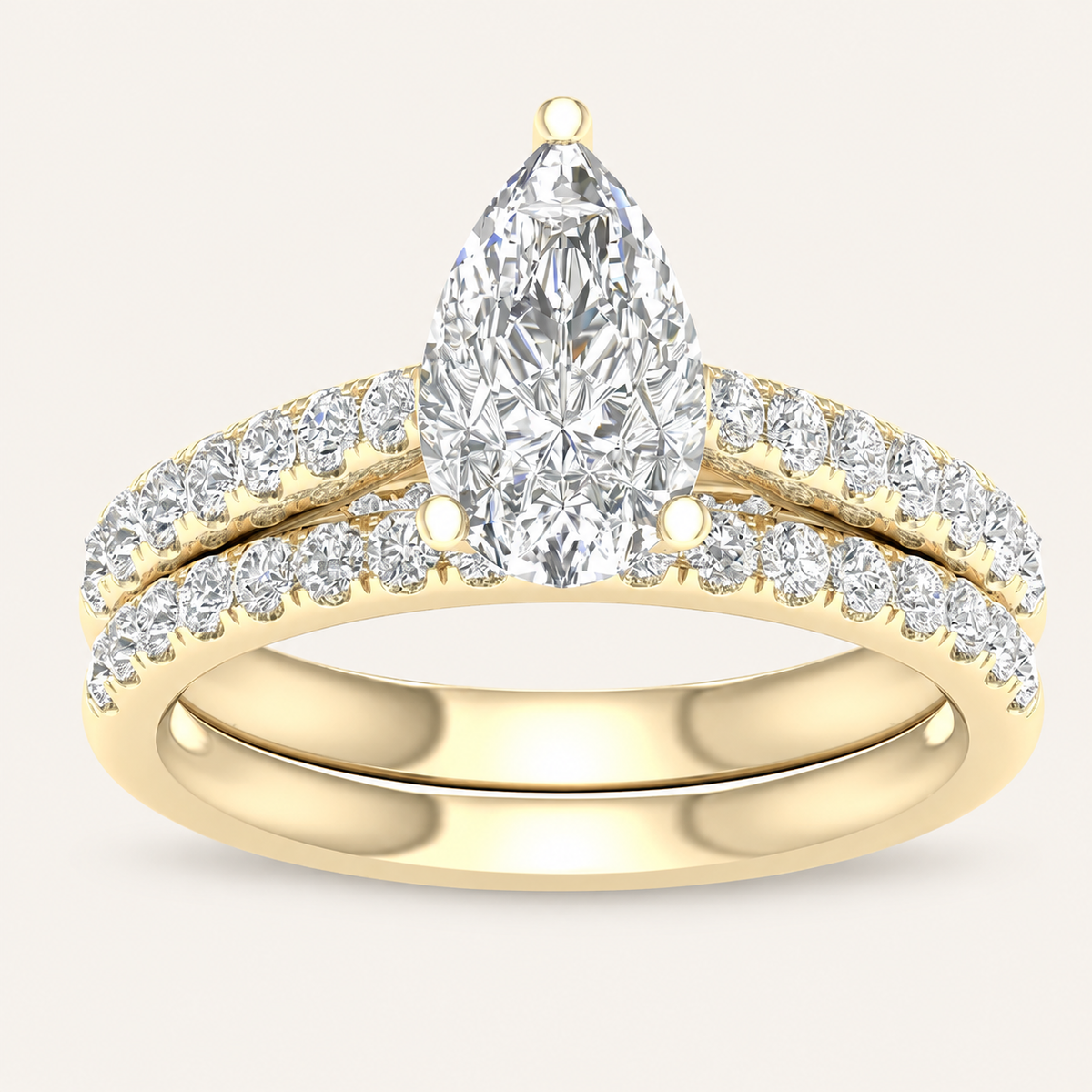 2.33CT Pear Cut Lab Grown Diamond Bridal Set