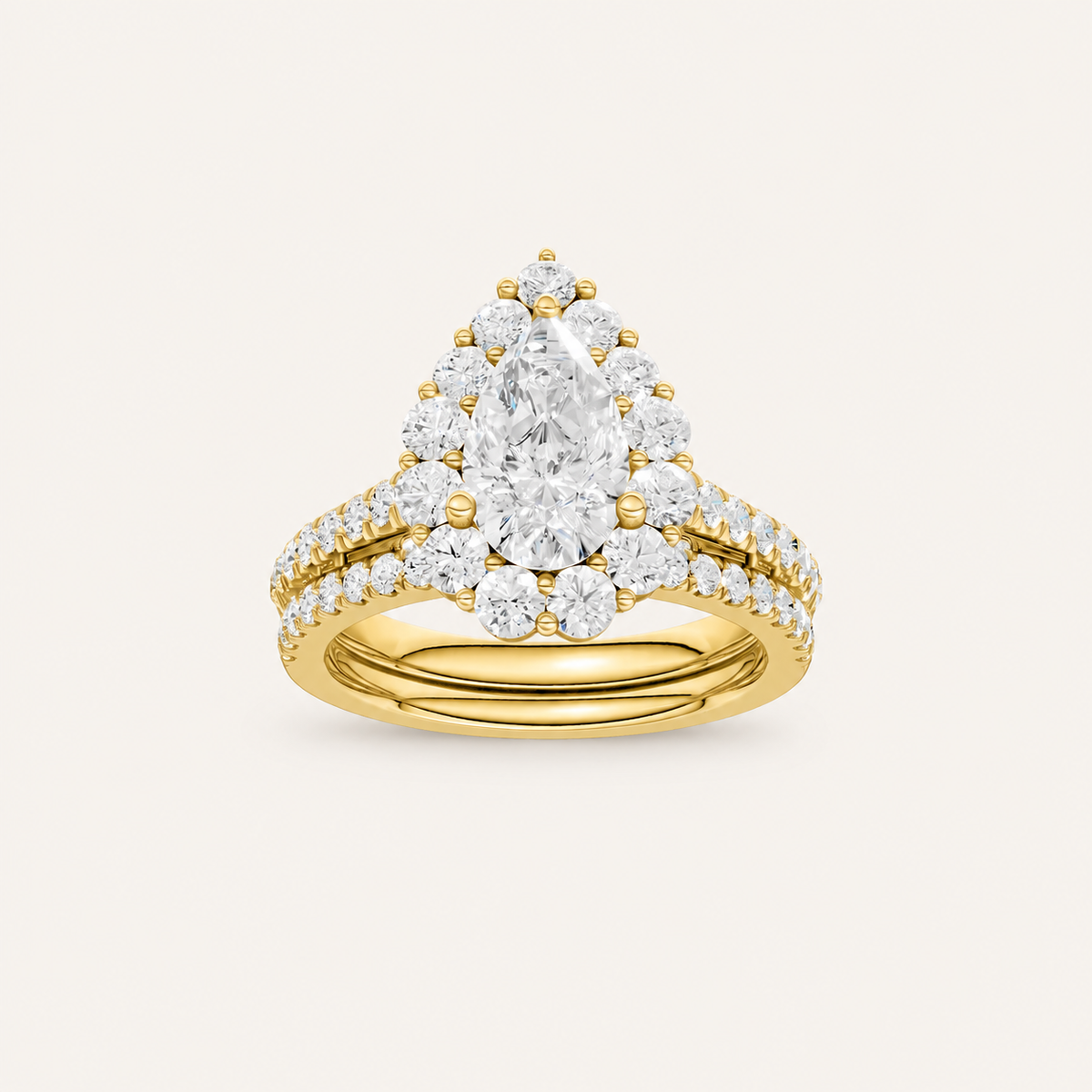 2.50CT Pear Cut Lab Grown Diamond Bridal Set
