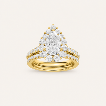 2.50CT Pear Cut Lab Grown Diamond Bridal Set