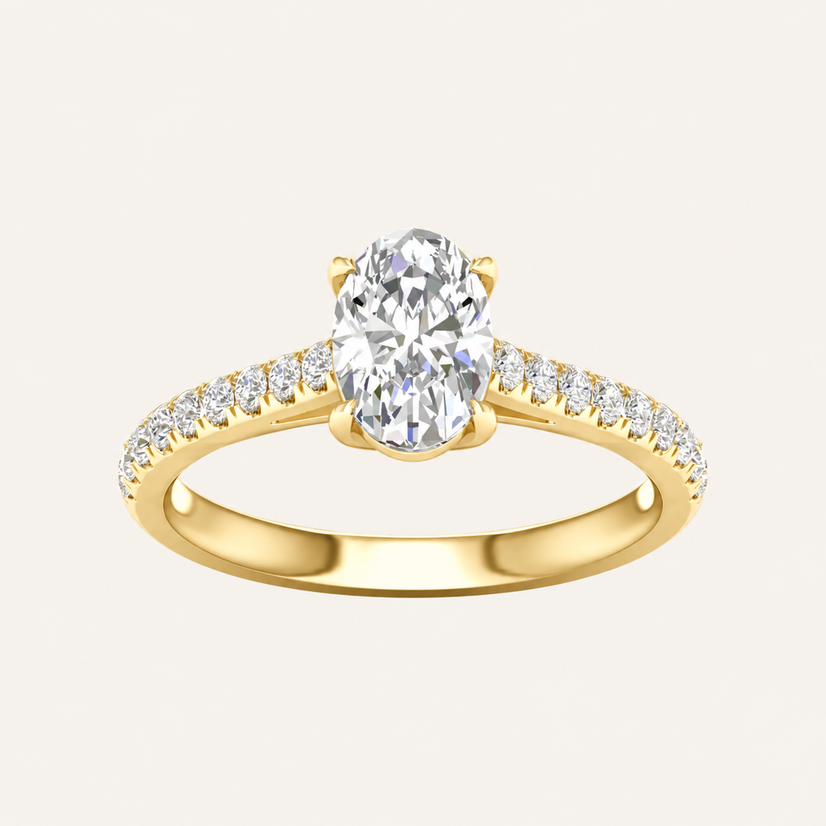 1.75CT Oval Cut Lab Grown Diamond Side Stone Ring