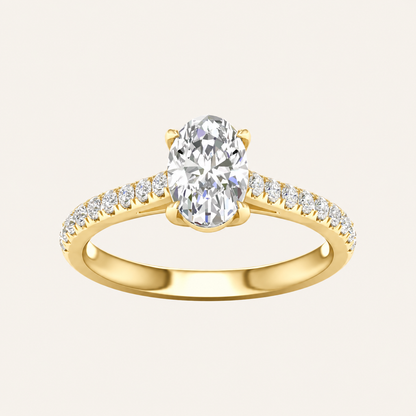 1.75CT Oval Cut Lab Grown Diamond Side Stone Ring