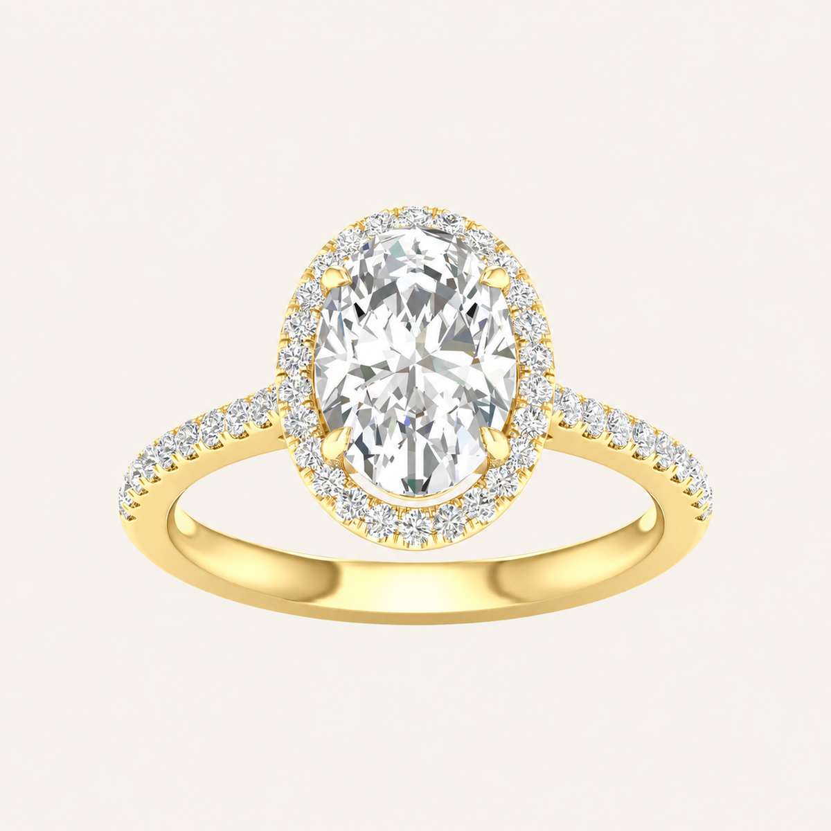 2.25CT Oval Cut Lab Grown Diamond Halo Side Stone Ring