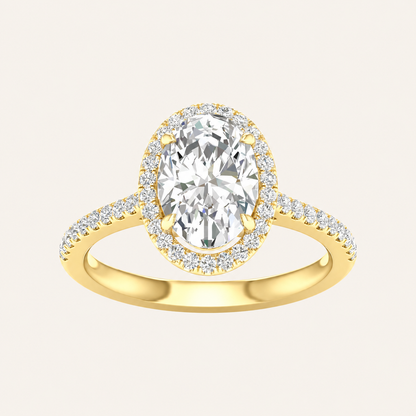 2.25CT Oval Cut Lab Grown Diamond Halo Side Stone Ring