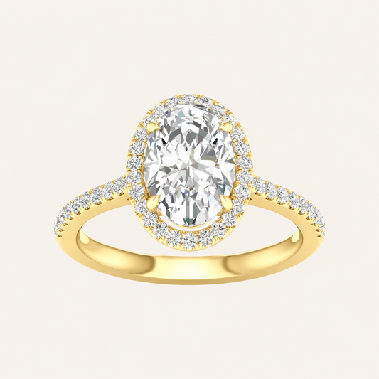 2.25CT Oval Cut Lab Grown Diamond Halo Side Stone Ring