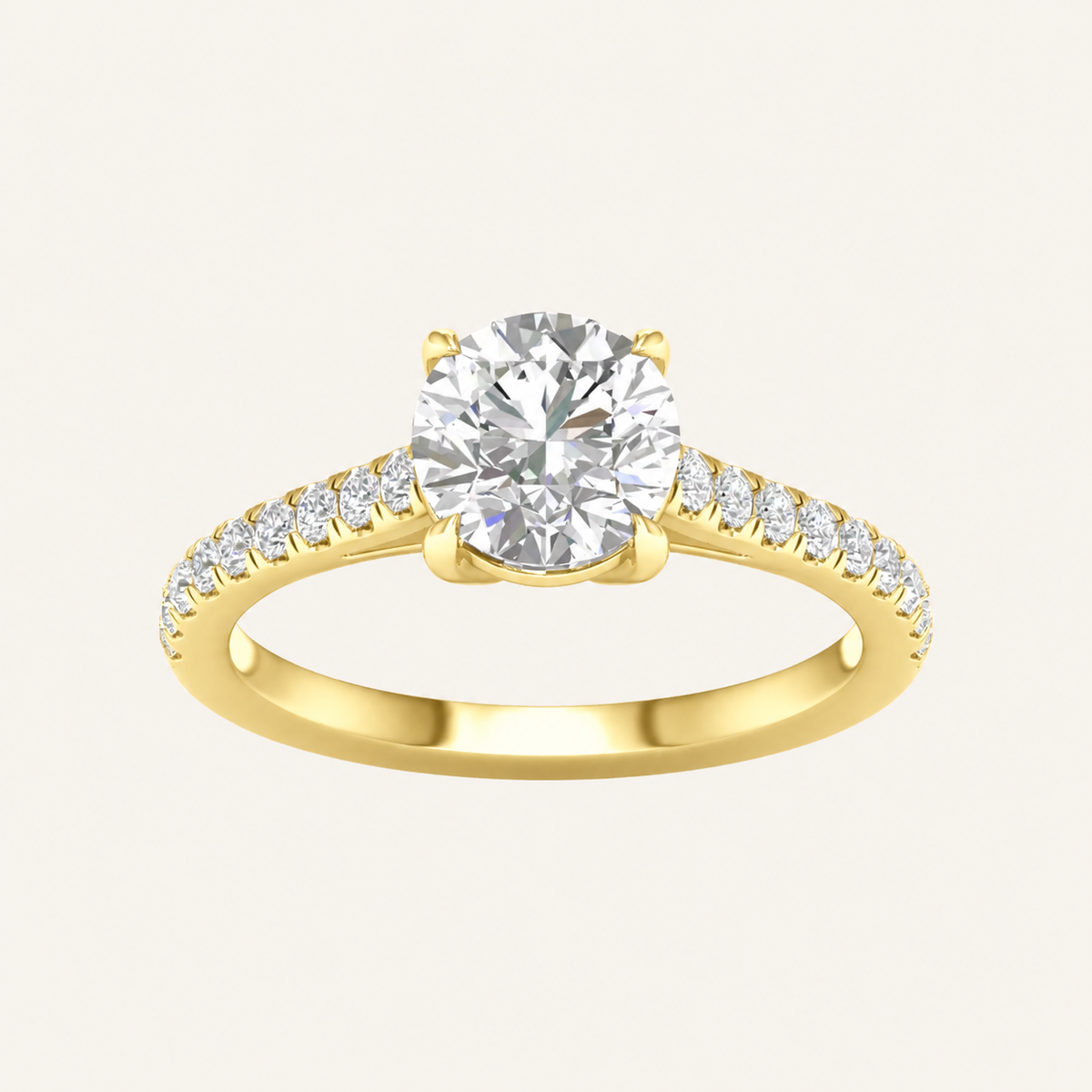 1.75CT Round Cut Lab Grown Diamond Side Stone Ring
