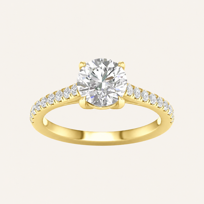 1.75CT Round Cut Lab Grown Diamond Side Stone Ring