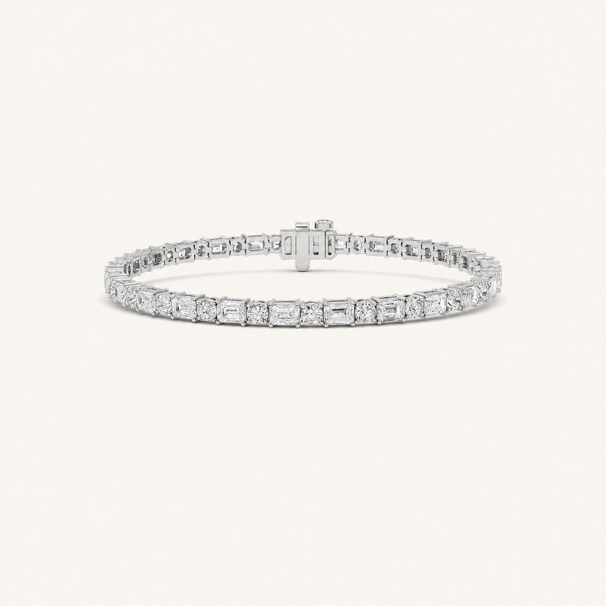7CT Emerald And Round Cut Lab Grown Diamond Bracelet