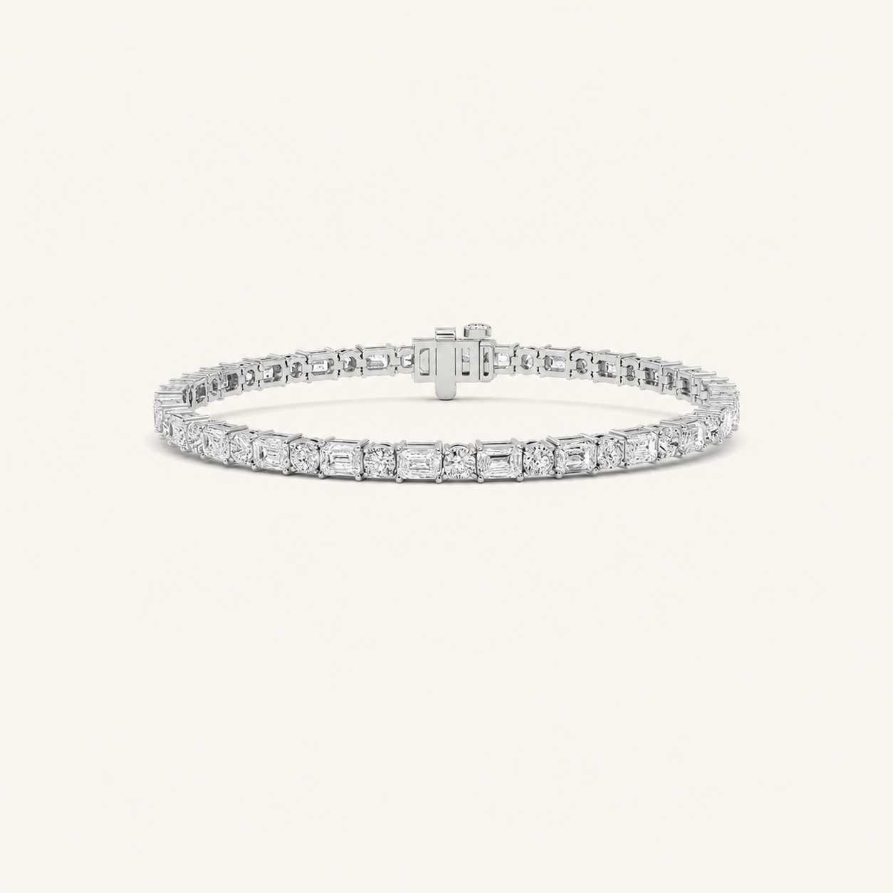 7CT Emerald And Round Cut Lab Grown Diamond Bracelet