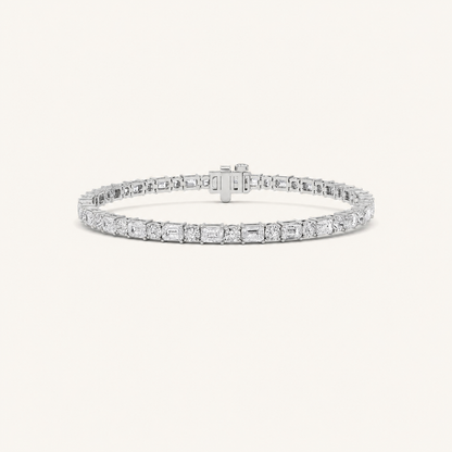 7CT Emerald And Round Cut Lab Grown Diamond Bracelet