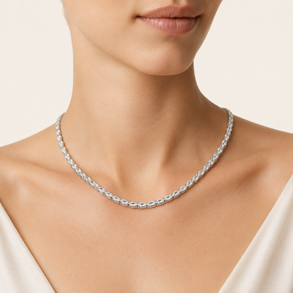 36CT Oval Cut Lab Grown Diamond Tennis Necklace