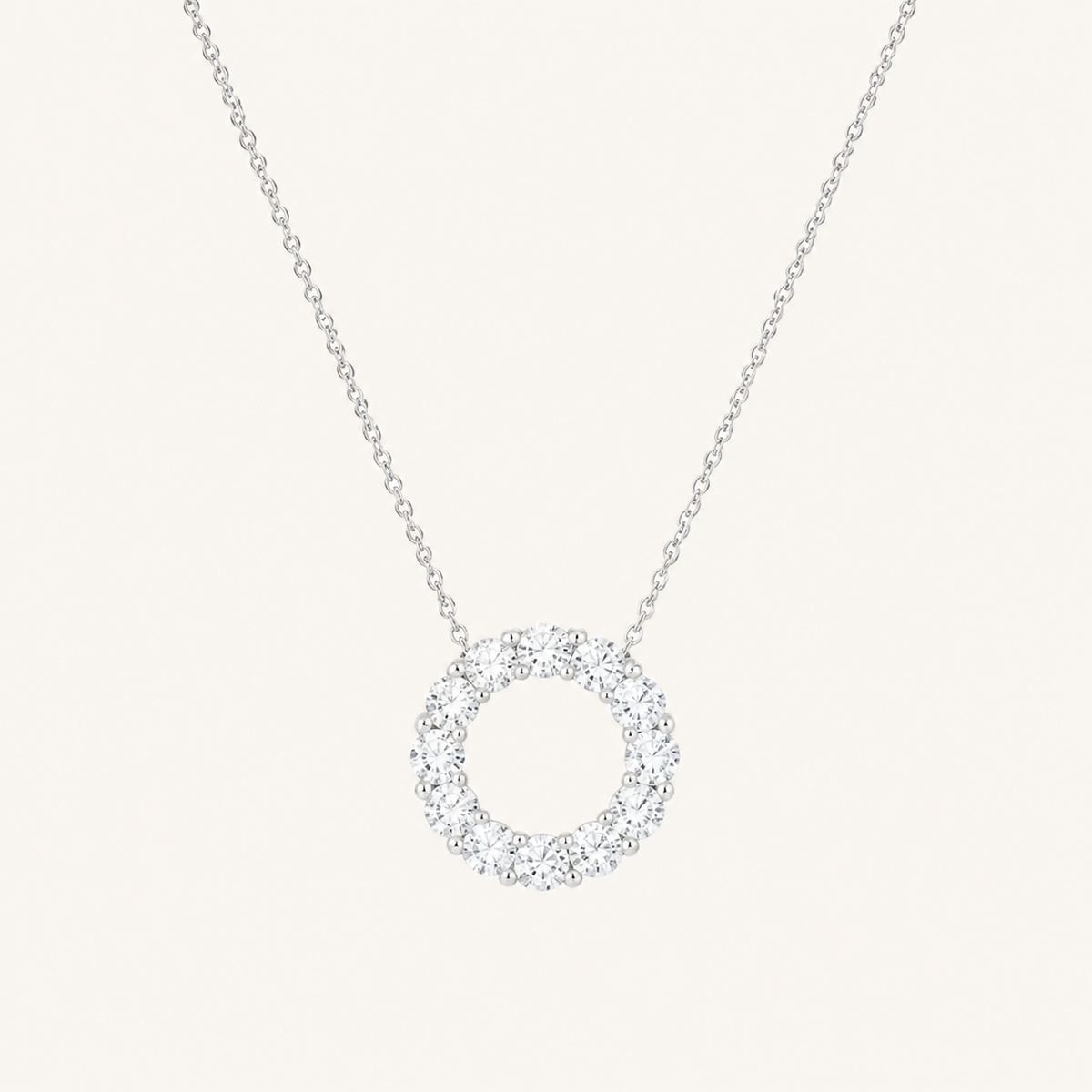 2CT Round Cut Lab Grown Diamond Circle Pendant Necklace