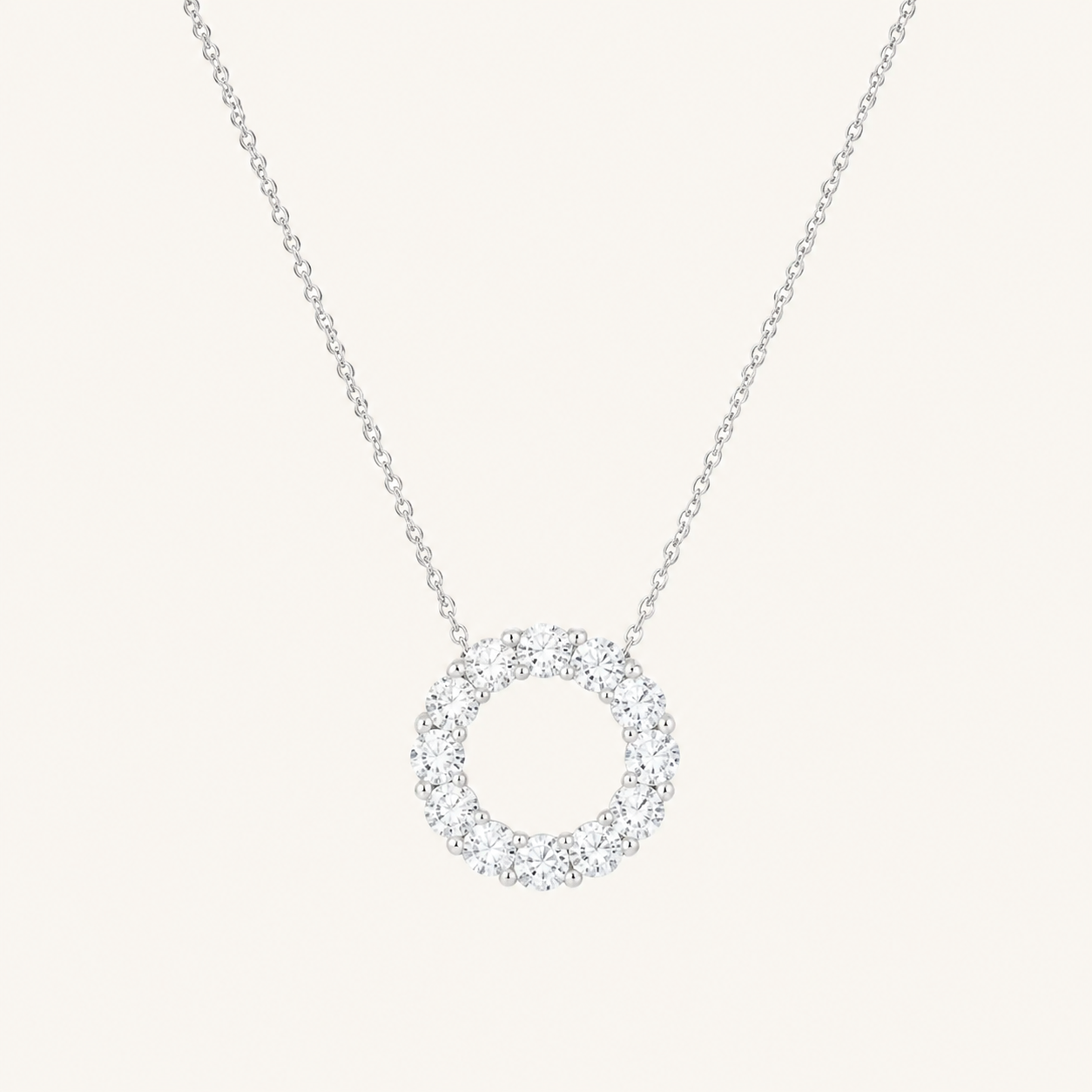 2CT Round Cut Lab Grown Diamond Circle Pendant Necklace