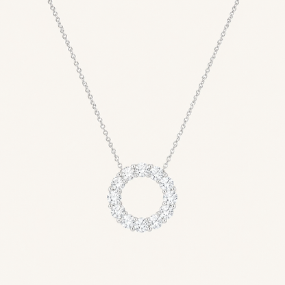 2CT Round Cut Lab Grown Diamond Circle Pendant Necklace