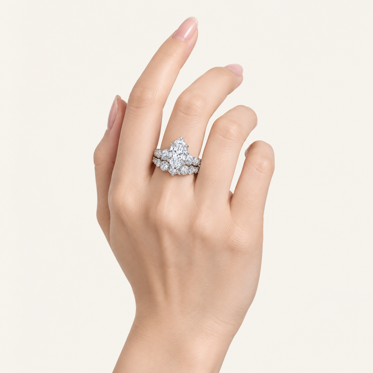 10.00CT Marquise Cut Lab Grown Diamond Bridal Set Ring