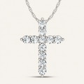1.00CT Round Cut Certified Lab Grown Diamond Cross Pendant